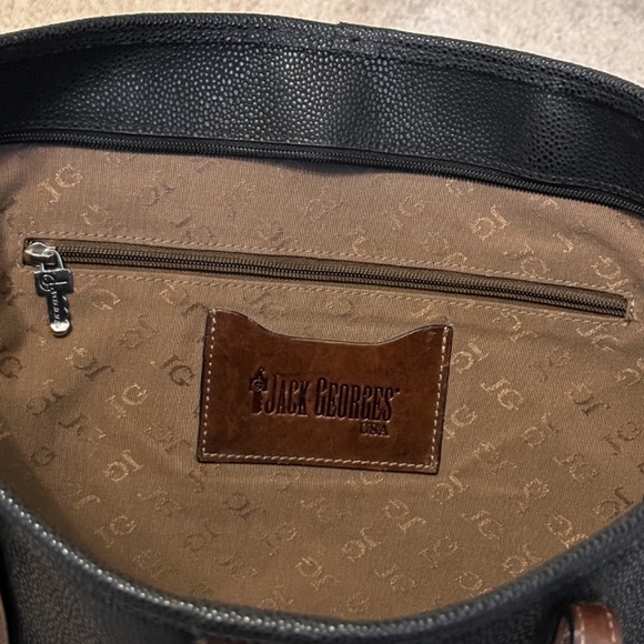 Jack Georges Pebbled Leather Black Laptop Tote Bag - Picture 13 of 15